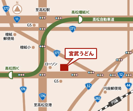 宮武うどんへのアクセスマップ